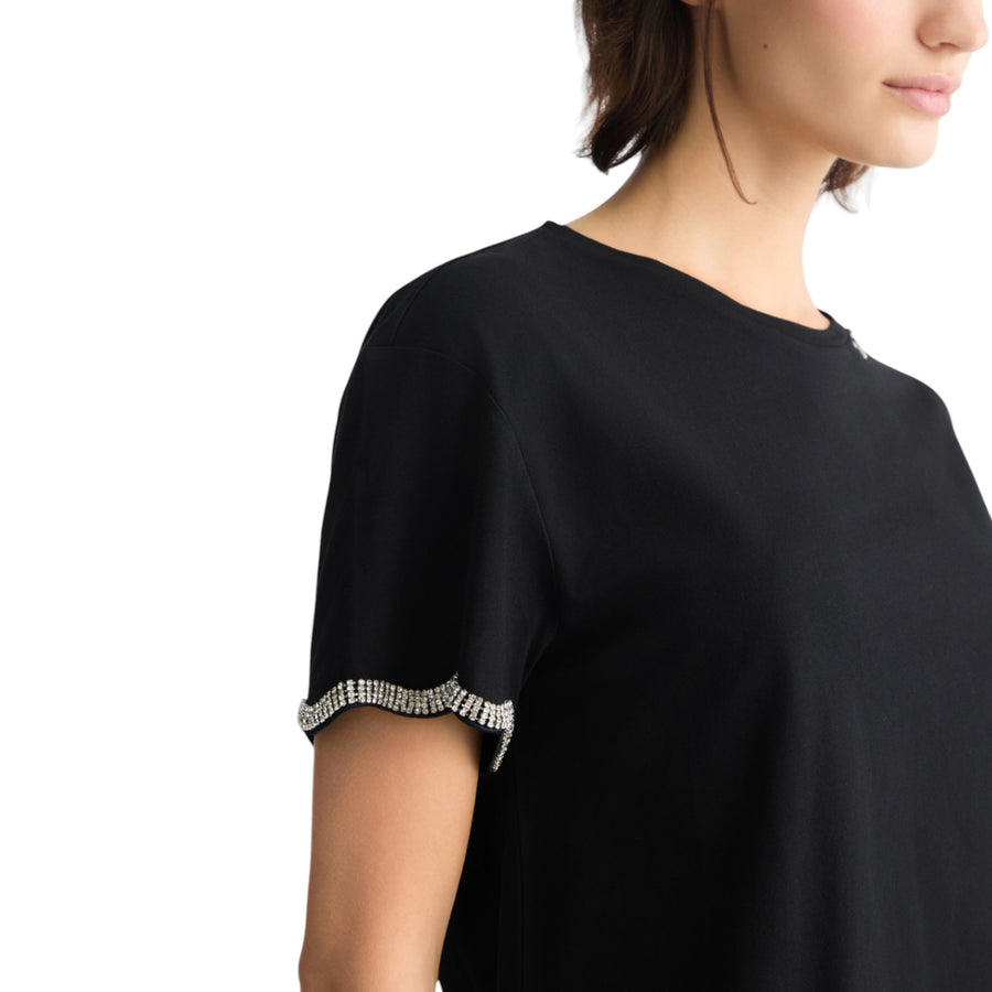 T-shirt donna in cotone con strass