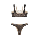 Bikini donna top e slip brasilaino fisso twist