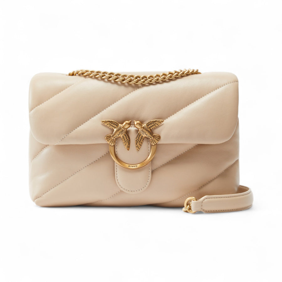 Borsa a tracolla media Love Bag Puff in nappa trapuntata con catena