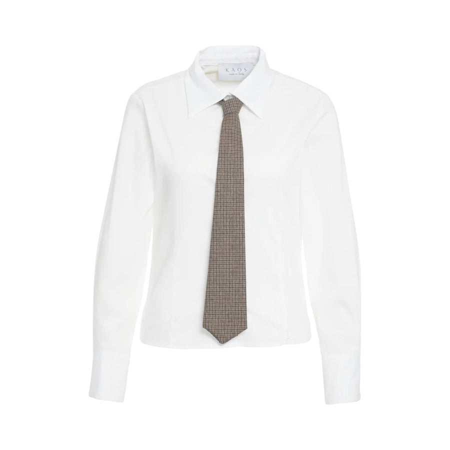 Camicia donna di popeline sfiancata con cravatta