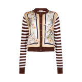 Cardigan donna con inserto in twill stampato