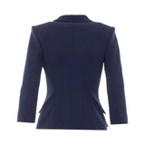 Giacca donna in doppio crêpe stretch con logo gioiello