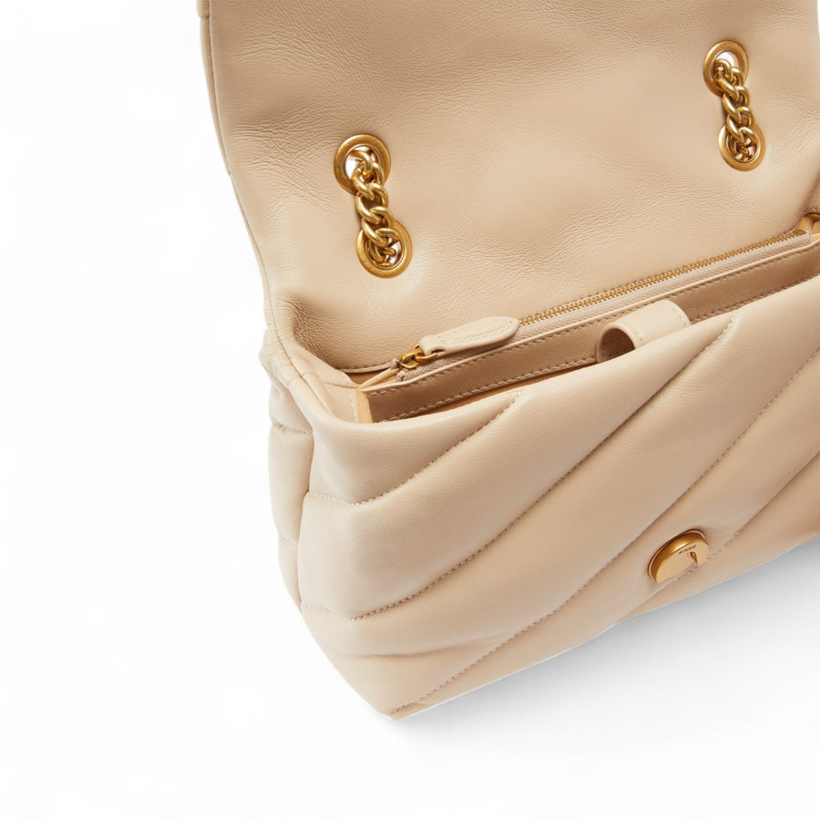 Borsa a tracolla media Love Bag Puff in nappa trapuntata con catena