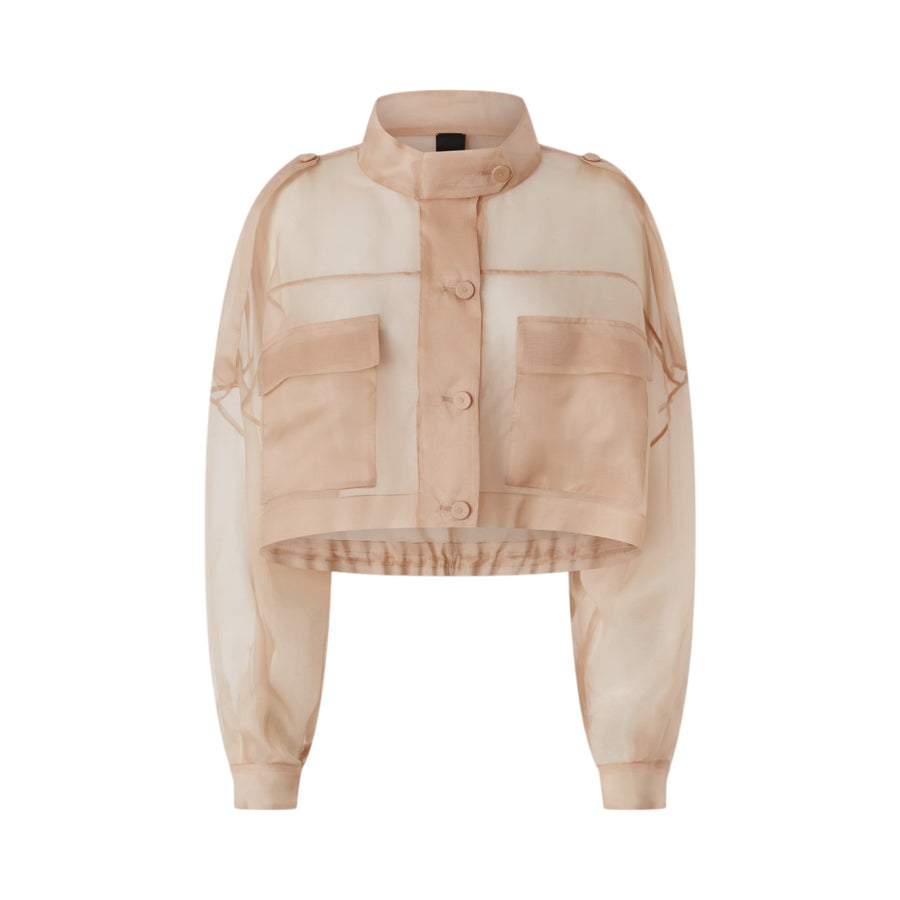 Giacca donna cropped in organza di seta trasparente