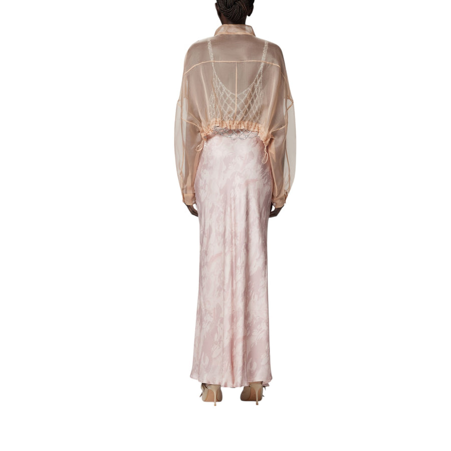 Giacca donna cropped in organza di seta trasparente