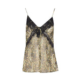 Top donna in crêponne lurex con stampa paisley