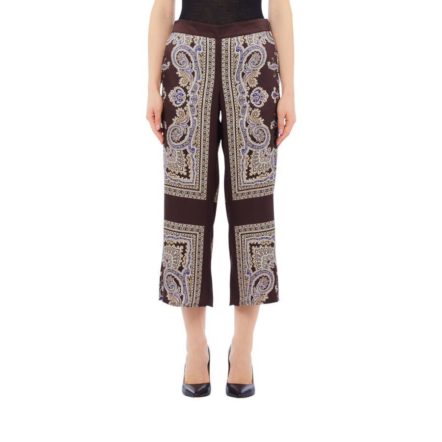 Pantaloni donna in tessuto con stampa all over