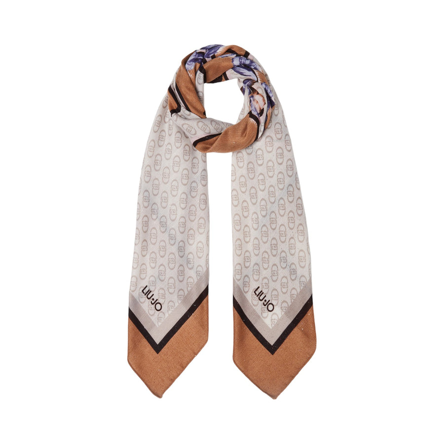 Foulard donna con stampa floreale e logo