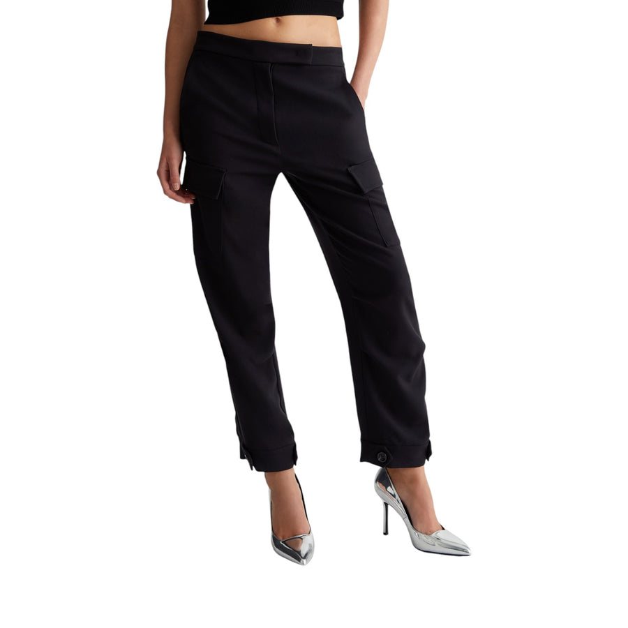 Pantaloni donna cargo in flanella stretch