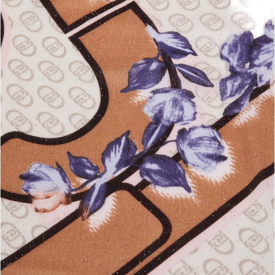 Foulard donna con stampa floreale e logo