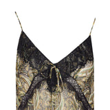 Top donna in crêponne lurex con stampa paisley