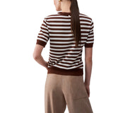 Top donna con inserti in twill stampato