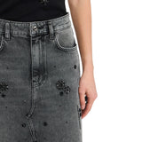 Gonna donna in denim con strass