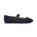 Ballerine donna in denim con ricami