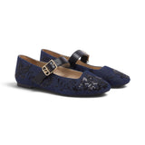 Ballerine donna in denim con ricami