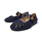 Ballerine donna in denim con ricami