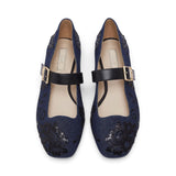 Ballerine donna in denim con ricami