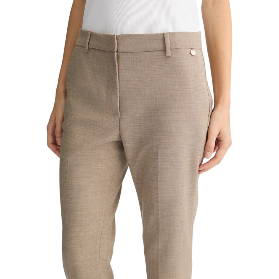 Pantaloni donna a vita alta beige