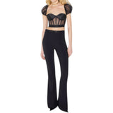 Pantaloni donna in doppio crêpe stretch