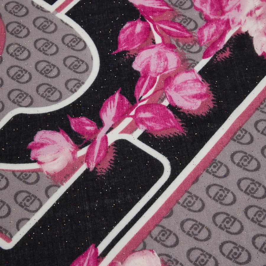 Foulard donna con stampa floreale e logo