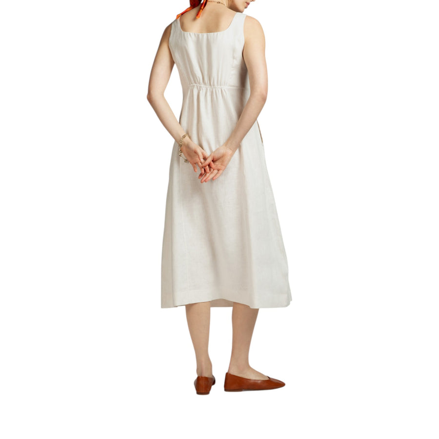 Abito donna in lino con pieghe davanti