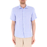 Camicia uomo di lino a maniche corte