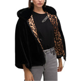 Cappotto donna con cappuccio in pelliccia sintetica