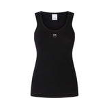 Top donna canottiera a costine con logo uccellini