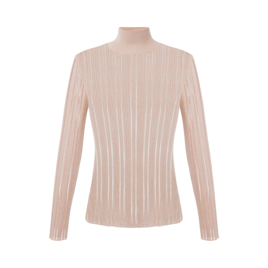 Maglia donna laminata a costine
