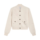 Bomber donna in maglia con ricami macramè