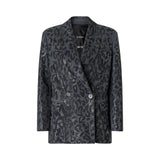 Giacca donna doppiopetto con strass e motivo jaguar