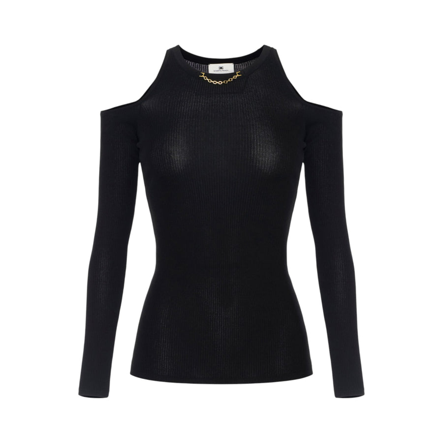 Maglia donna in viscosa e seta con dettaglio gioiello