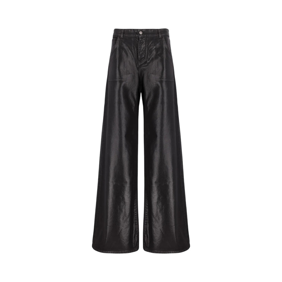 Jeans donna baggy spalmati effetto pelle