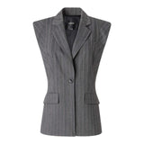 Gilet Donna gessato in misto lana