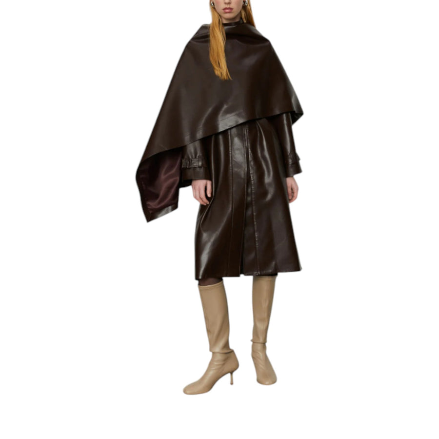 Spolverino donna in ecopelle con sciarpa