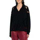 Maglia donna 100% lana con ricami gioiello