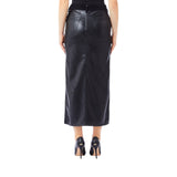 Gonna donna lunga in tessuto spalmato