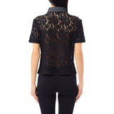 Camicia donna in pizzo con dettagli in denim