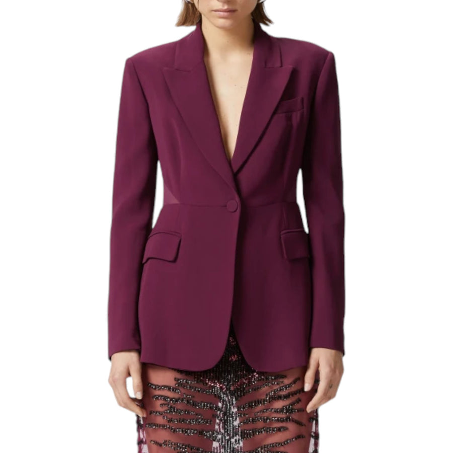 Blazer donna con inserto trasparente sulla schiena