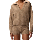 Maglione donna con scollo a V e strass