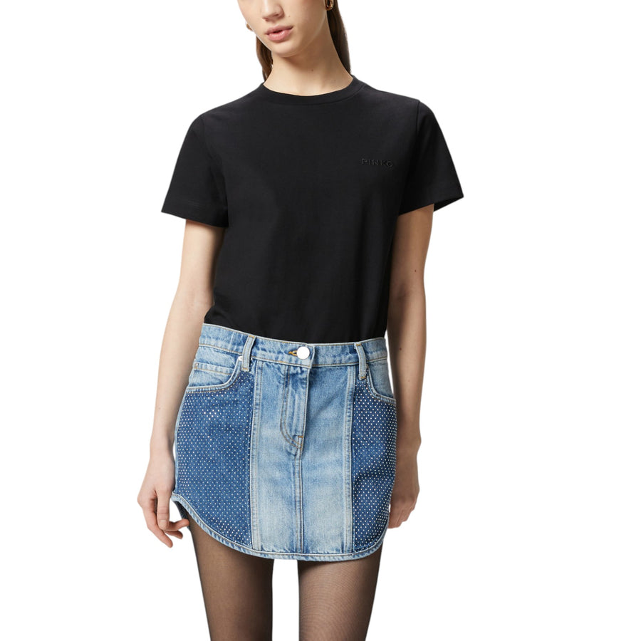 T-shirt donna mezze maniche ricamo logo PINKO