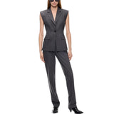 Gilet Donna gessato in misto lana