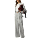 Pantaloni donna fiammati con piega stirata