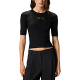 Maglia donna a costine logo Love Birds in trasparenza