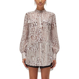 Camicia donna over in seta animalier