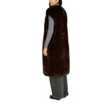 Gilet donna in ecopelliccia con cintura