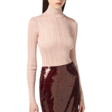 Maglia donna laminata a costine