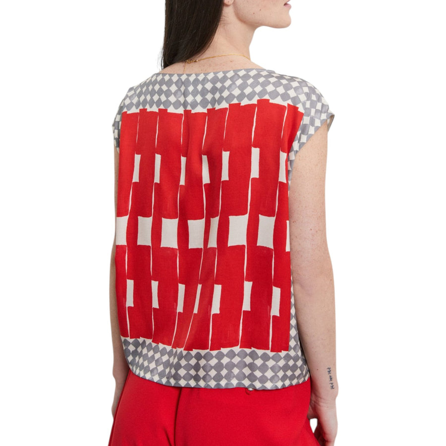 Blusa donna smanicata in viscosa