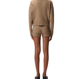 Maglione donna con scollo a V e strass