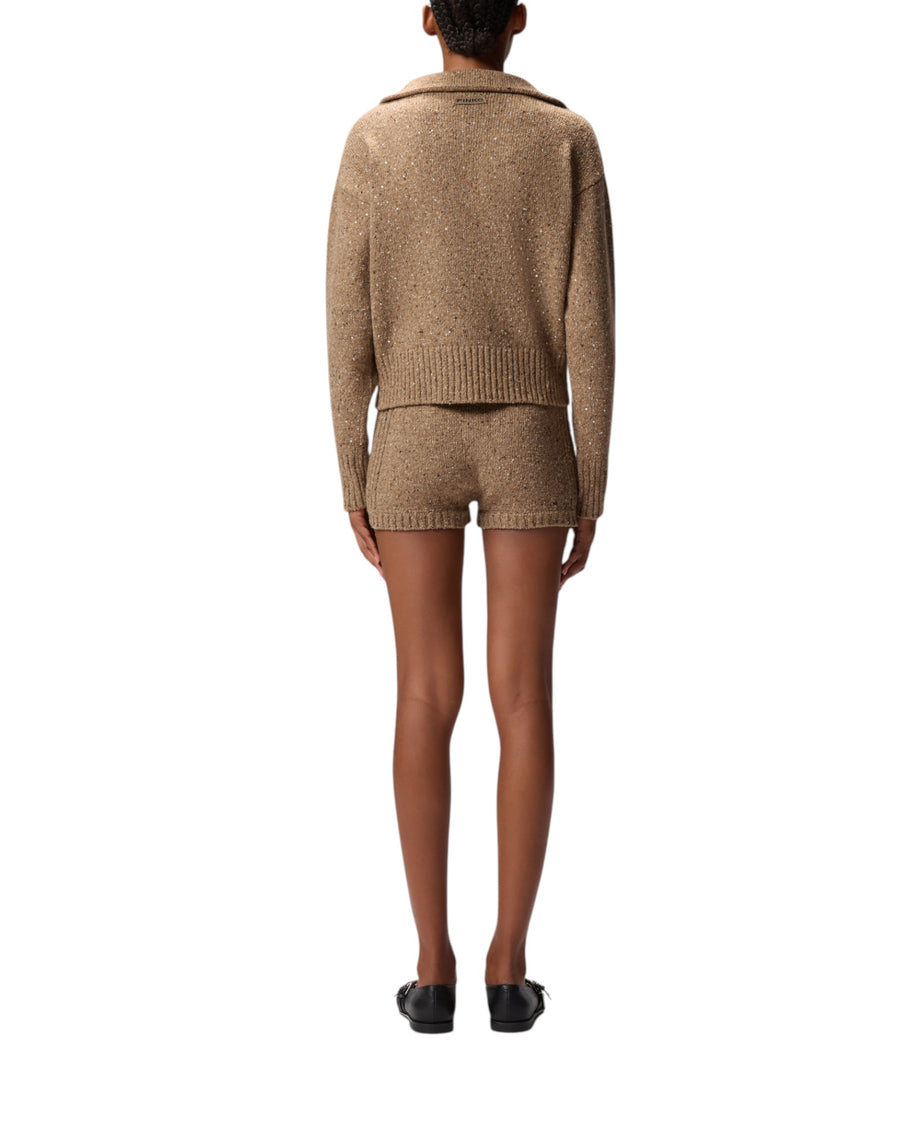 Maglione donna con scollo a V e strass